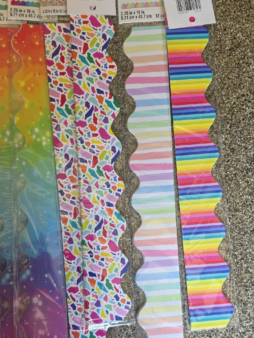 Assorted Colorful Scalloped Border Trims - 9 Packs  of 12